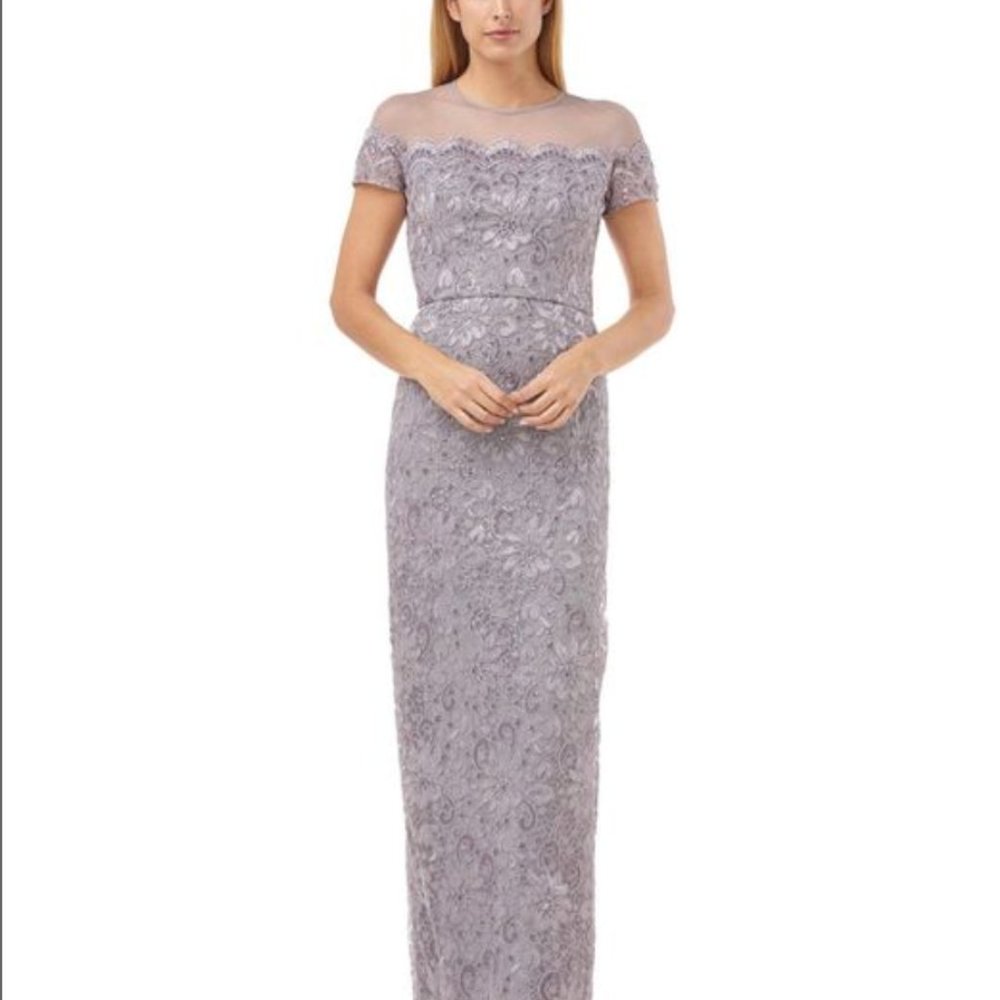 COPY - New JS Collection Mesh Top Embroidered Beaded Purple Formal Gown Size 8